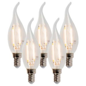 Sada 5 stmievateľných žiaroviek s LED vláknom na sviečku E14 250lm 2700K