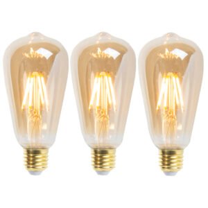 Sada 3 E27 stmievateľných LED svietidiel ST64 goldline 5W 380 lm 2200K