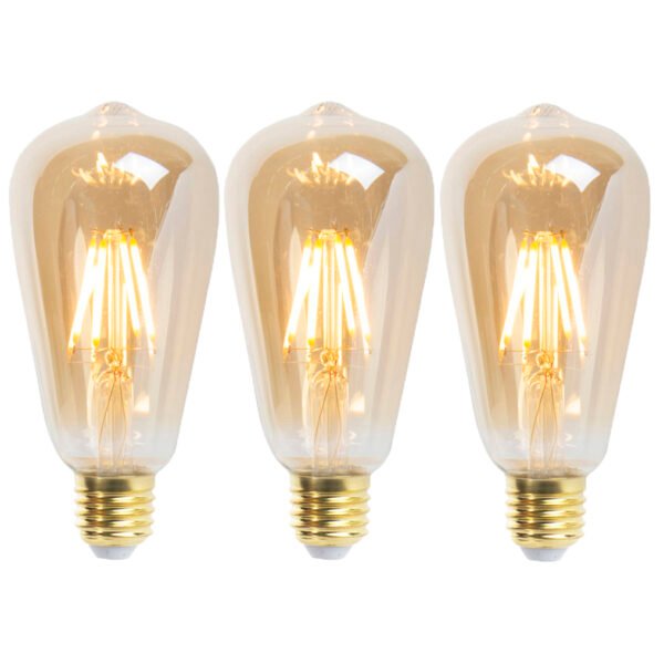 Sada 3 E27 stmievateľných LED svietidiel ST64 goldline 5W 380 lm 2200K