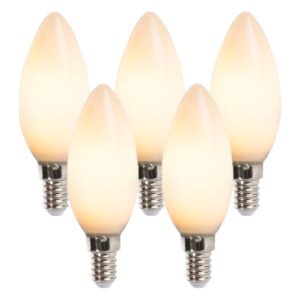 Sada 5 LED sviečok E14 2W 180 lúmenov 2350K nestmievateľných