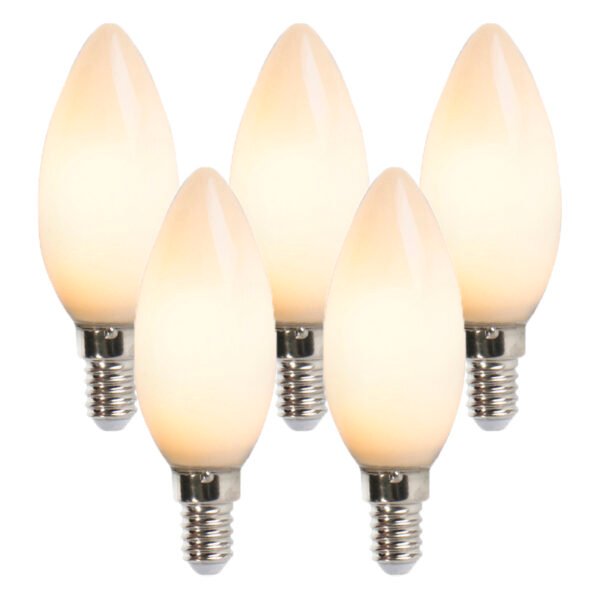 Sada 5 LED sviečok E14 2W 180 lúmenov 2350K nestmievateľných