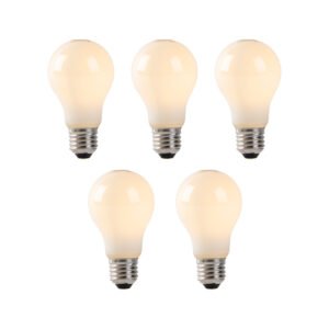 Sada 5 ks E27 LED svietidiel opálové sklo 1W 80 lm 2200K