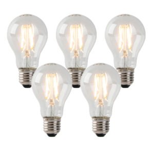 Sada 5 žiaroviek LED E27 z číreho skla 3W 250 lm 2200K
