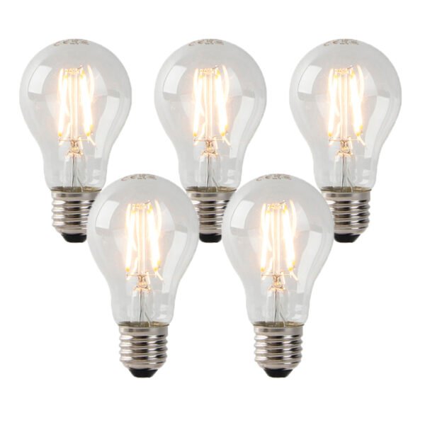 Sada 5 žiaroviek LED E27 z číreho skla 3W 250 lm 2200K