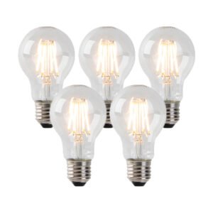 Sada 5 stmievateľných LED svietidiel E27 číre sklo 4W 320 lm 2200K