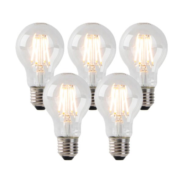 Sada 5 stmievateľných LED svietidiel E27 číre sklo 4W 320 lm 2200K