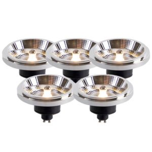Sada 5 LED žiaroviek AR111 GU10 12W 2000K-3000K stlmených na teplé