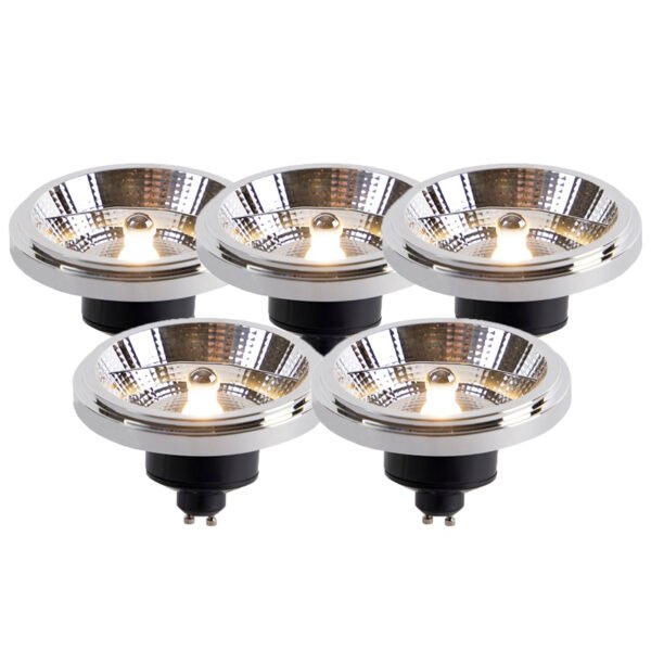 Sada 5 LED žiaroviek AR111 GU10 12W 2000K-3000K stlmených na teplé