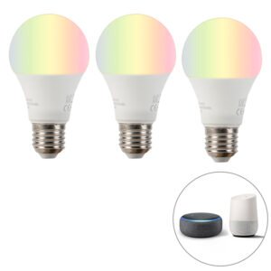 Inteligentná sada 3 E27 RGBW LED lampy A60 9W 800 lm 2200-4000K