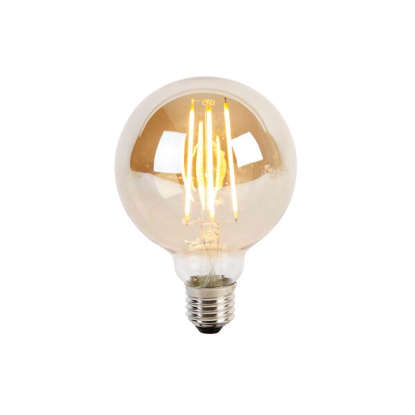 Sada 5 stmievateľných LED žiaroviek E27 s 3-stupňovým stmievaním G95 zlaté sklo 5W 380lm 2200K - Image 2