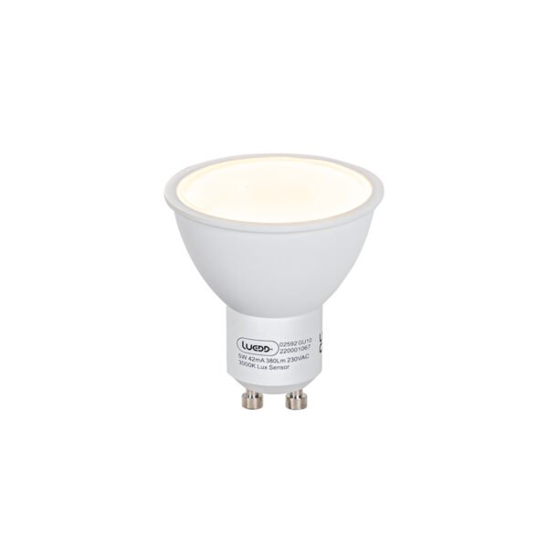 Sada 5 LED žiaroviek GU10 so senzorom súmraku 5W 380lm 3000K - Image 2