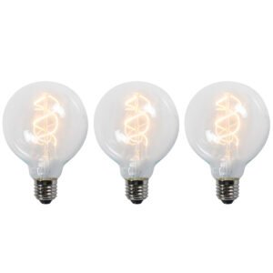 Sada 3 ks E27 LED žiaroviek G95 číra 5W 400 lm 2200K