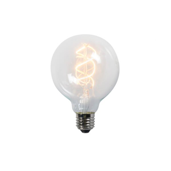 Sada 3 LED žiaroviek E27 s krúteným vláknom G95 priehľadné 5W 400lm 2200K - Image 2