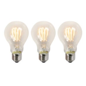 Sada 3ks E27 LED točených žiaroviek A60 číra 3W 210 lm 2200K
