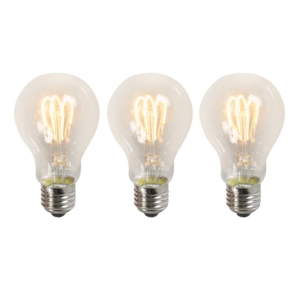 Sada 3ks E27 LED točených žiaroviek A60 číra 3W 210 lm 2200K