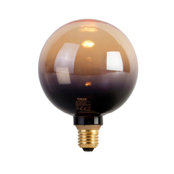 E27 Stmievateľná LED žiarovka G125 čierna zlatá 3,5W 80lm 1800K