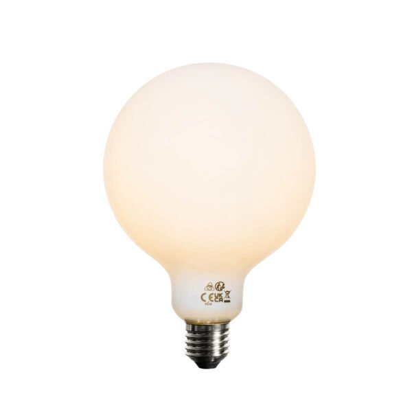 Sada 5 ks Stmievateľná LED žiarovka E27 opálové sklo G125 5W 450lm 2200K - Image 2