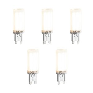 Sada 5 stmievateľných LED žiaroviek G9 s 3-stupňovým stmievaním, opálové, 4,5 W, 500 lm, 4000 K