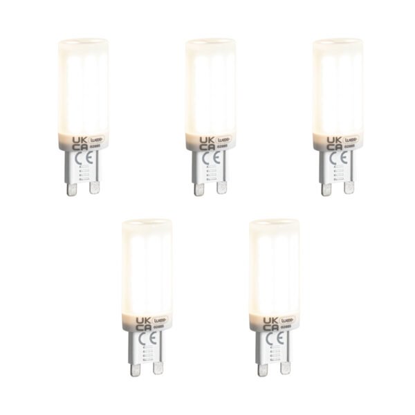Sada 5 stmievateľných LED žiaroviek G9 s 3-stupňovým stmievaním, opálové, 4,5 W, 500 lm, 4000 K