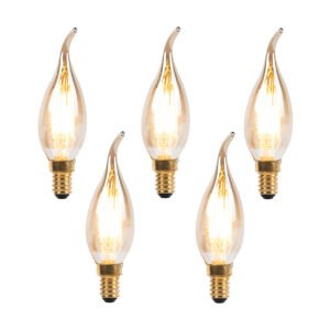 Sada 5 stmievateľných LED vláknových sviečkových žiaroviek E14 240V 3W 250lm