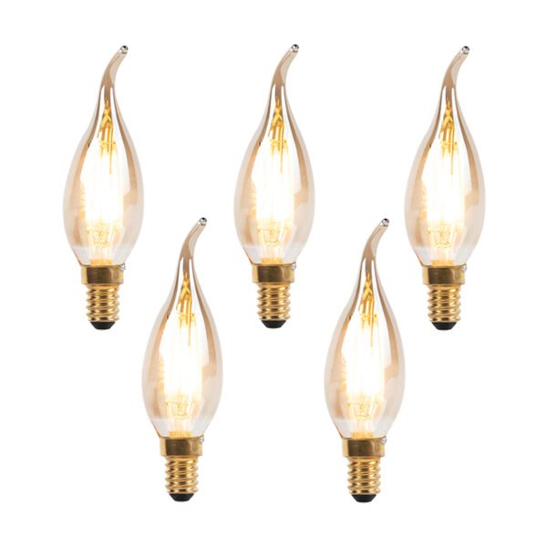 Sada 5 stmievateľných LED vláknových sviečkových žiaroviek E14 240V 3W 250lm