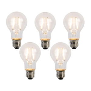 Sada 5 LED vláknových žiaroviek E27 A60 2W 210lm 2200K