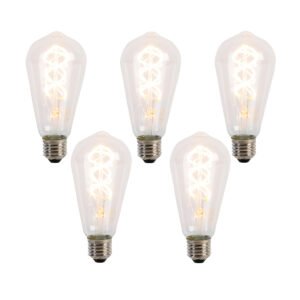 Sada 5 ks E27 LED žiarovka so špirálovým vláknom ST64 5W 400 lm 2200K