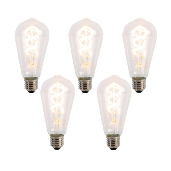 Sada 5 ks E27 LED žiarovka so špirálovým vláknom ST64 5W 400 lm 2200K