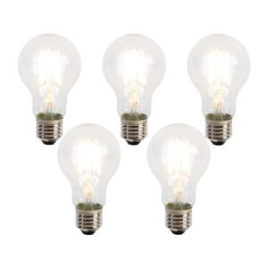 Sada 5 LED vláknových žiaroviek E27 A60 senzor súmraku 4W 470lm 2700K
