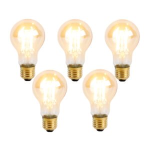 Sada 5 stmievateľných LED žiaroviek E27 s 3-stupňovým stmievaním A60 Goldline 5W 530lm 2200K
