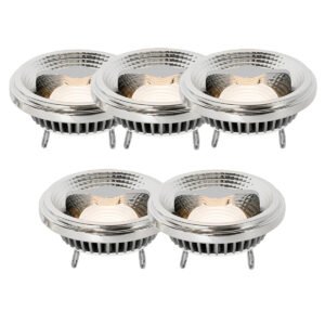 Sada 5 stmievateľných LED žiaroviek G53 AR111 12W 600lm 2700K