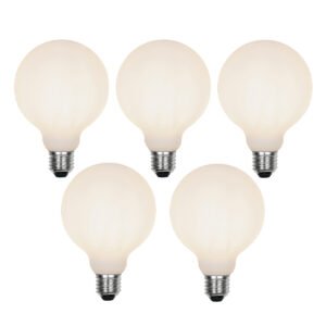 Sada 5 ks E27 3-stupňová stmievateľná LED lampa G95 matné sklo 5W 550 lm 2700K