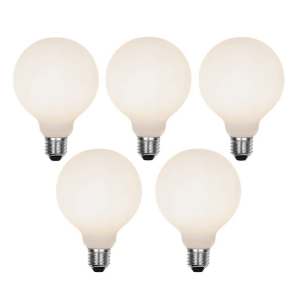 Sada 5 stmievateľných LED žiaroviek E27 s 3-stupňovým stmievaním G95 matné 5W 550lm 3000K