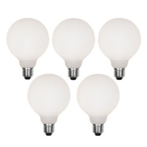 Sada 5 stmievateľných LED žiaroviek E27 G95 matné 4W 430lm 2200-4000K