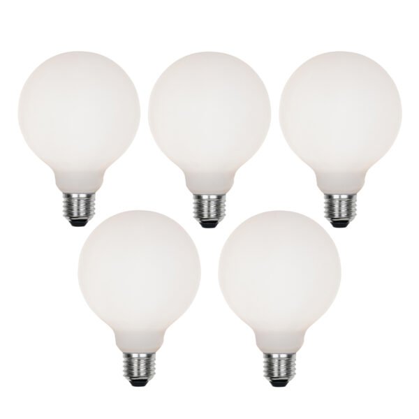 Sada 5 stmievateľných LED žiaroviek E27 G95 matné 4W 430lm 2200-4000K