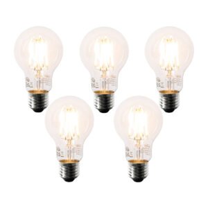 Sada 5 LED žiaroviek E27 A60 číre 6W 630lm 2200K