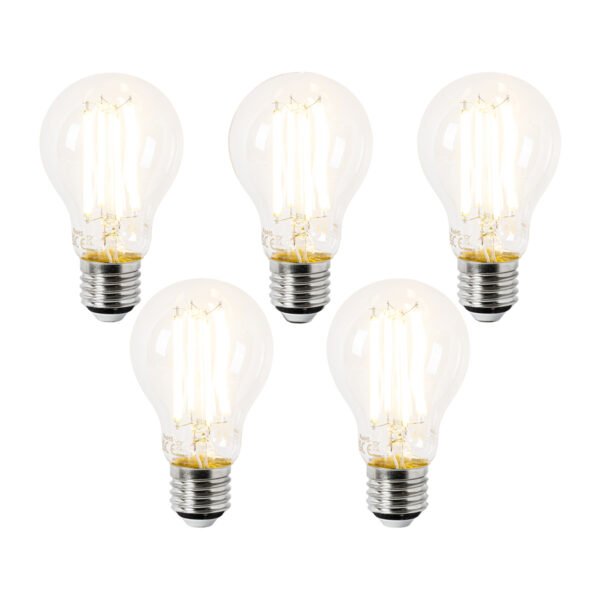 Sada 5 LED žiaroviek E27 A60 číre 3,8 W 806 lm 2700 K