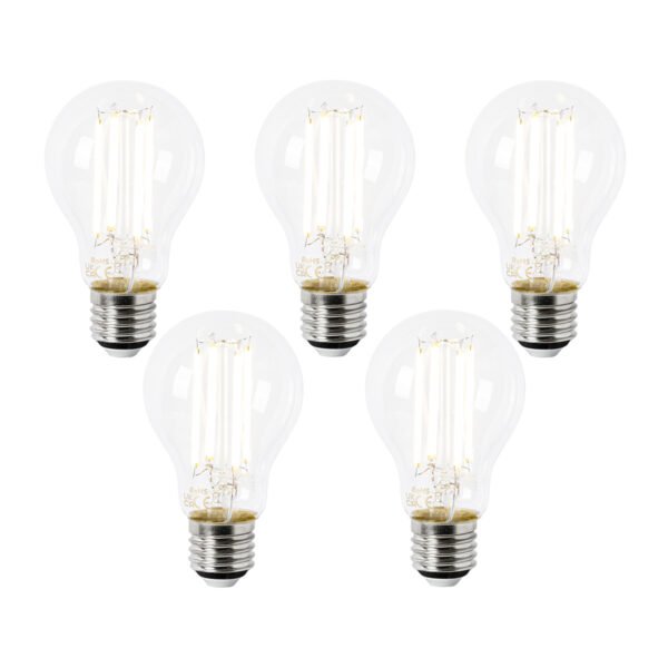 Sada 5 LED žiaroviek E27 A60 číre 2,2 W 470 lm 2700 K