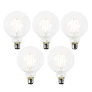 Sada 5 LED žiaroviek E27 G95 číre 2,2 W 470 lm 2700 K