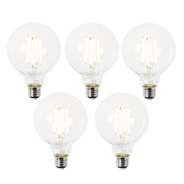 Sada 5 LED žiaroviek E27 G95 číre 2,2 W 470 lm 2700 K