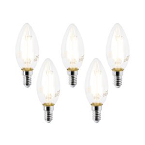Sada 5 LED žiaroviek E14 B35 číre 2,2 W 470 lm 2700 K