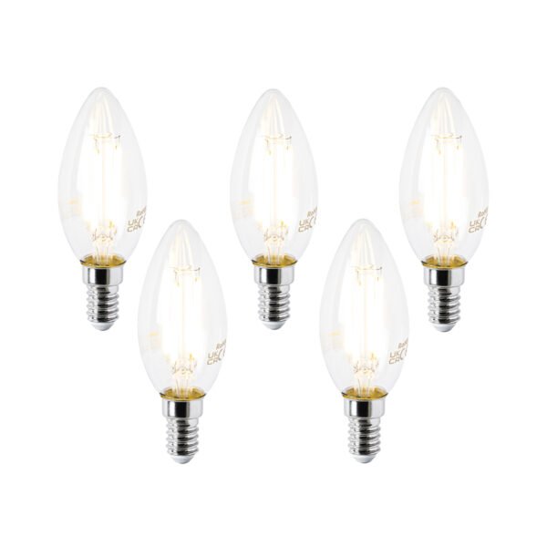 Sada 5 LED žiaroviek E14 B35 číre 2,2 W 470 lm 2700 K