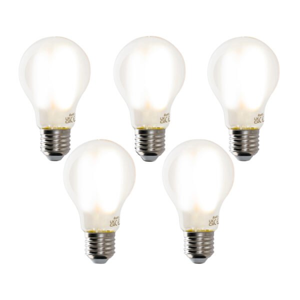 Sada 5 inteligentných LED žiaroviek E27 A60 matné 7W 806lm 1800-4000K