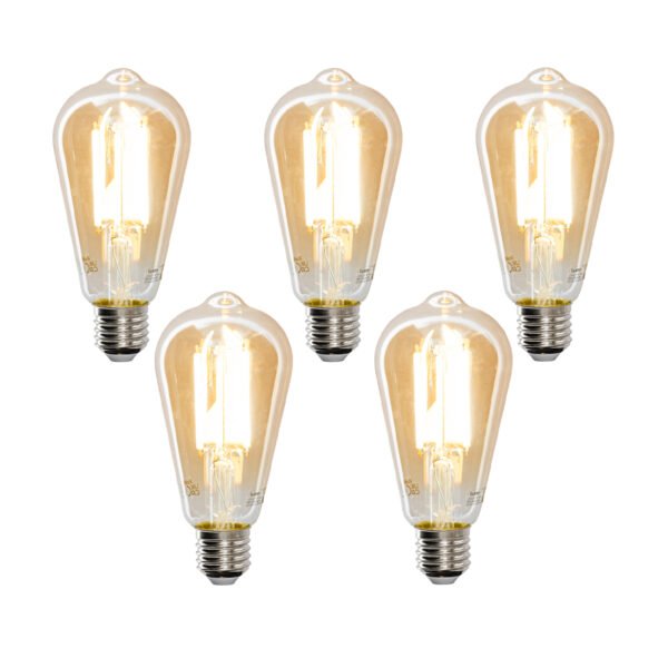 Sada 5 ks Smart E27 stmievateľná v Kelvinovej LED lampe ST64 goldline 7W 700 lm 1800-4000K