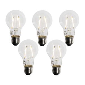 Sada 5 ks E27 LED žiarovka A60 Lux senzor 2,5W 250lm 2200K