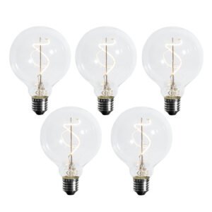 Sada 5 ks Stmievateľná LED žiarovka E27 so špirálovým vláknom G95 4W 270lm 2700K