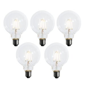 Sada 5 stmievateľných LED žiaroviek E27 G95 5W 450 lm 2700K