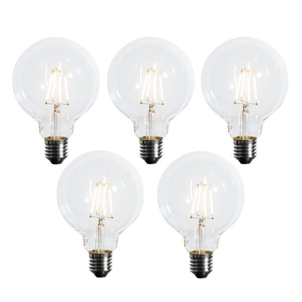 Sada 5 stmievateľných LED žiaroviek E27 s 3 stupňami G95 4W 450 lm 2700K