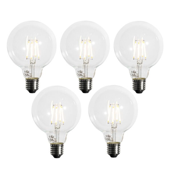 Sada 5 stmievateľných LED žiaroviek E27 G95 5W 450 lm 3000K