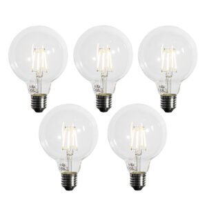 Sada 5 ks E27 3-stupňová stmievateľná LED žiarovka G95 4W 450lm 3000K